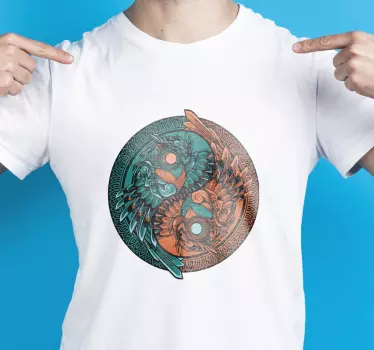 Original t-shirt farverig fugl harmoni - TenStickers