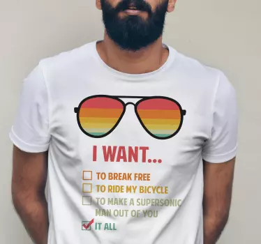 Original t-shirt farverige solbriller udsagn - TenStickers