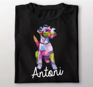 Original t-shirt farverigt hundeportræt - TenStickers