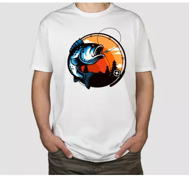 Original t-shirt fiskeri solnedgang scene - TenStickers