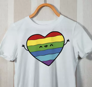 Original t-shirt glad regnbue hjerte - TenStickers