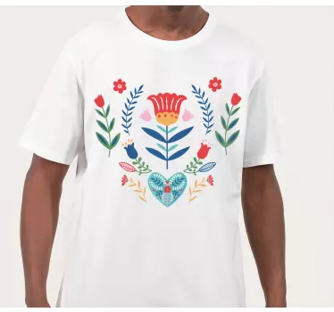 Original t-shirt hjerte blomster arrangement - TenStickers
