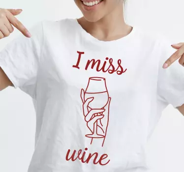 Original t-shirt jeg savner vin hånd - TenStickers