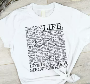 Original t-shirt lev din passion - TenStickers