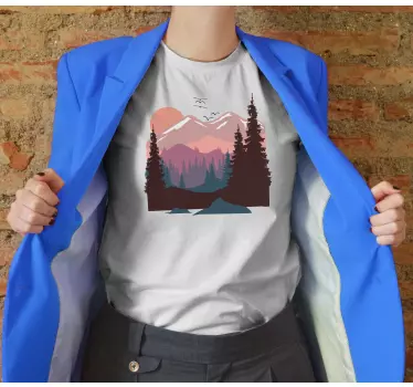 Original t-shirt med bjergsolnedgangsdesign - TenStickers