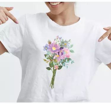 Original t-shirt med blomsterbuket design - TenStickers