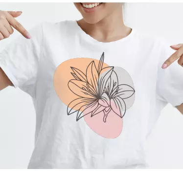 Original t-shirt med blomsterlinjekunst - TenStickers