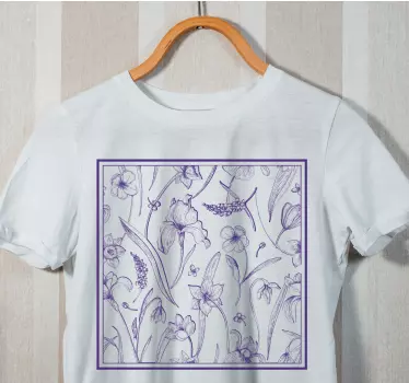 Original t-shirt med botanisk motivarrangement - TenStickers