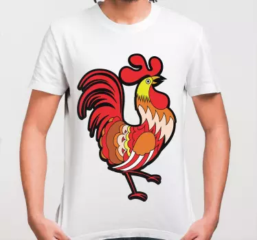 Original t-shirt med farverig hane grafik - TenStickers