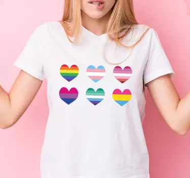 Original t-shirt med farverige hjerte mønstre - TenStickers