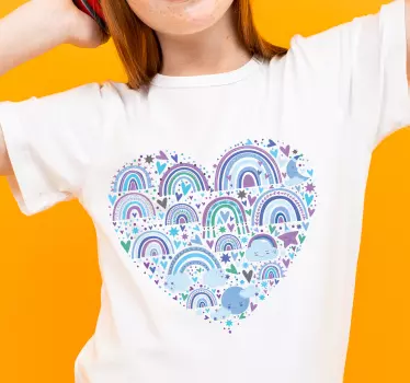Original t-shirt med farverigt hjerte mønster - TenStickers