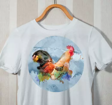 Original t-shirt med farverigt hønsekunst - TenStickers