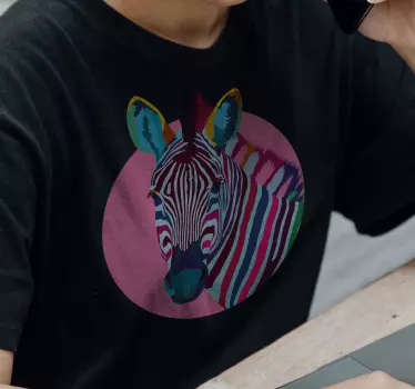 Original t-shirt med farverigt zebraansigt - TenStickers