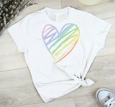 Original t-shirt med flerfarvet hjerte design - TenStickers