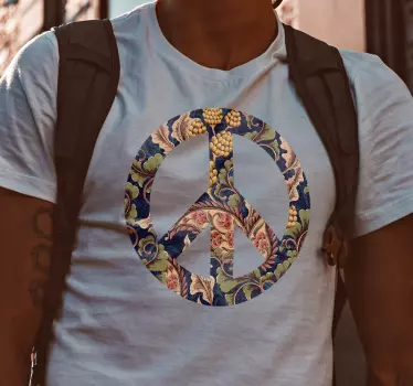 Original t-shirt med fredfyldt blomstersymbol - TenStickers