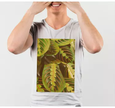 Original t-shirt med grønt bladmønster - TenStickers