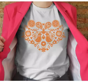 Original t-shirt med hjerte mønster fugle - TenStickers