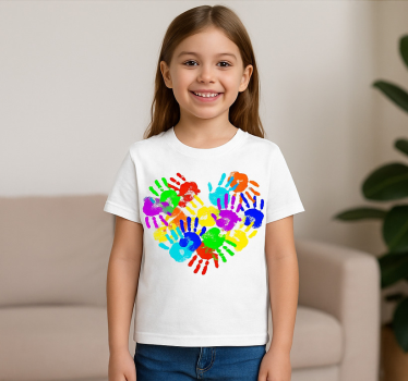 Original t-shirt med hjerteformede håndaftryk - TenStickers