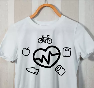 Original t-shirt med hjerterytme fitness symboler - TenStickers