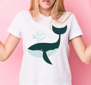 Original t-shirt med hval der sprøjtede grafik - TenStickers