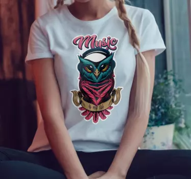 Original t-shirt med musikugle design - TenStickers