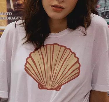 Original t-shirt med muslingeskal grafiktryk - TenStickers