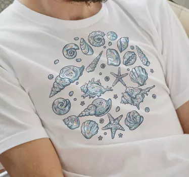 Original t-shirt med muslingeskaller og søstjerner - TenStickers