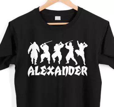 Original t-shirt med ninja action silhuetter - TenStickers