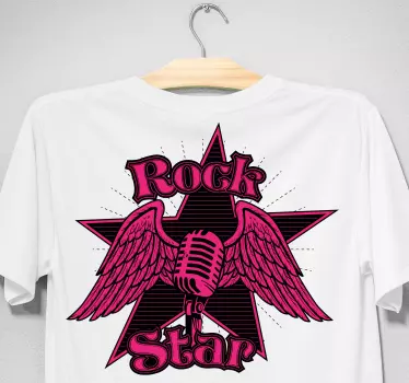 Original t-shirt med rockstjerne vinger - TenStickers