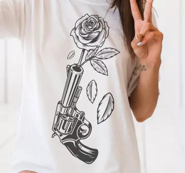 Original t-shirt med rose pistol fredsymbol - TenStickers