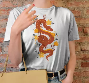 Original t-shirt med slange blomster mønster - TenStickers