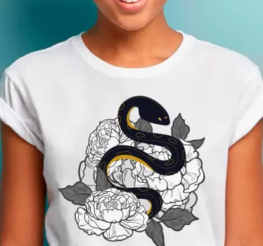 Original t-shirt med snoet slange blomst - TenStickers