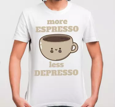 Original t-shirt mere espresso mindre depresso - TenStickers