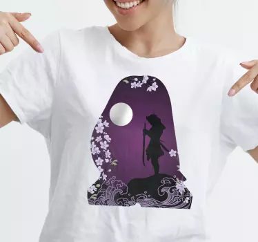Original t-shirt silhuet med kirsebærblomster - TenStickers