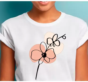 Orkideer abstrakt line-art t-shirt - TenStickers