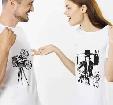 Par t-shirt filmelskere samtale - TenStickers