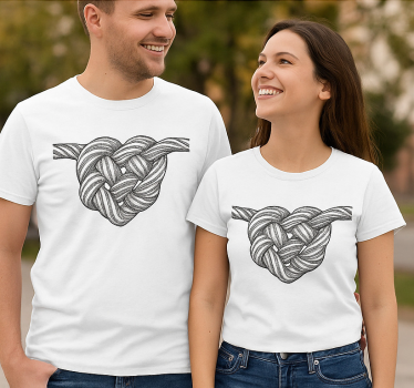 Par t-shirt hjerteformet knude - TenStickers