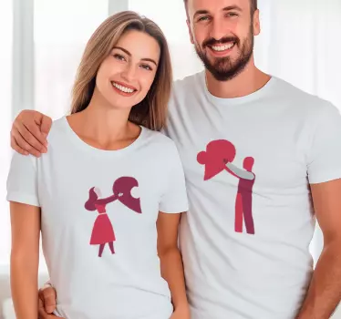 Par t-shirt hjertet holder sammen - TenStickers