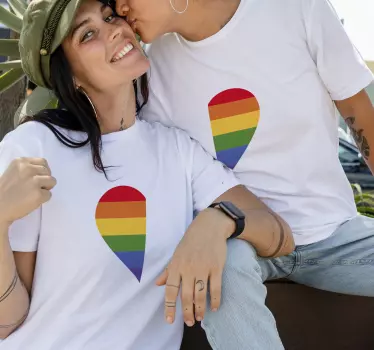 Par t-shirt kærlighed hjerteform - TenStickers