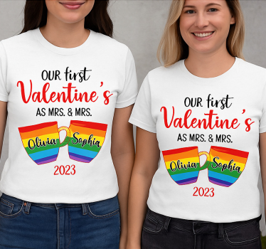Par t-shirt lgbt første valentine - TenStickers