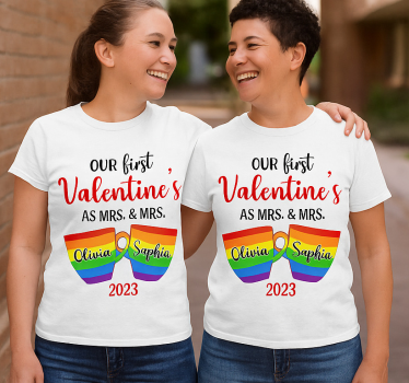 Par t-shirt lgbt første valentinsdag - TenStickers