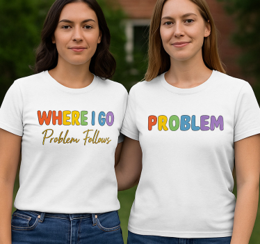 Par t-shirt lgbt hvor jeg går følger problemer - TenStickers