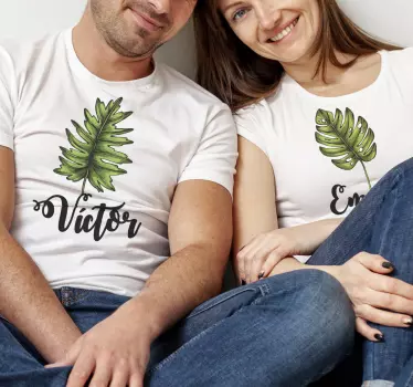 Par t-shirt med blade med navn - TenStickers