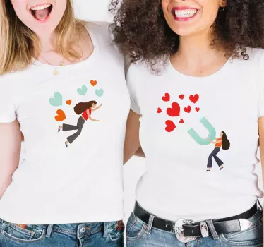 Par t-shirt med kærlighedsdragende charme - TenStickers