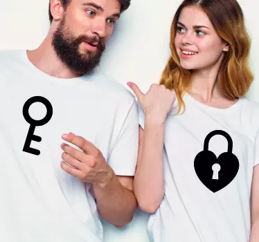Par t-shirt med nøgle og lås tema - TenStickers