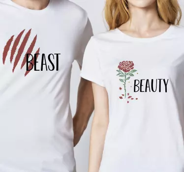 Par t-shirt med skønhed og uhyre tema - TenStickers