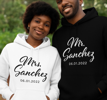 Par t-shirt mr og mrs "sanchez" - TenStickers