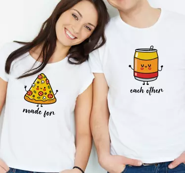 Par t-shirt pizza og sodavand sammen - TenStickers