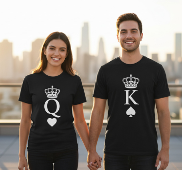 Par t-shirt queenn king til par - TenStickers