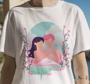 Par t-shirt romantisk blomst kærlighed - TenStickers